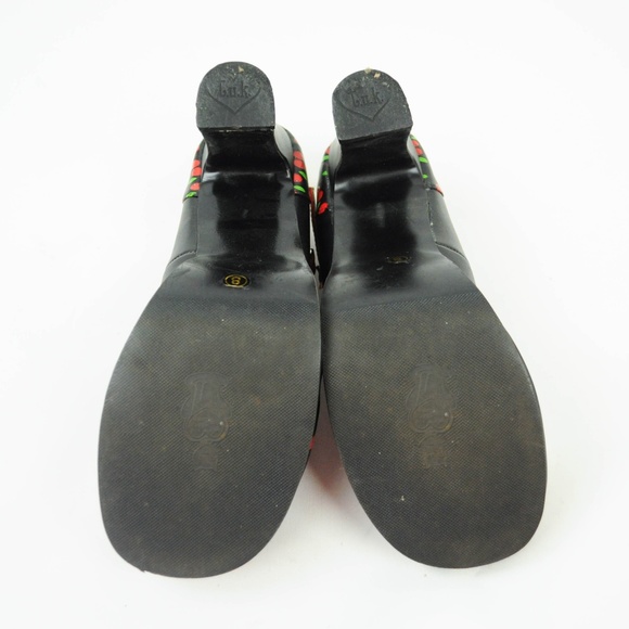 TUK Mary Jane Heels 8 Black Red Cherry Pin Up - Picture 8 of 8